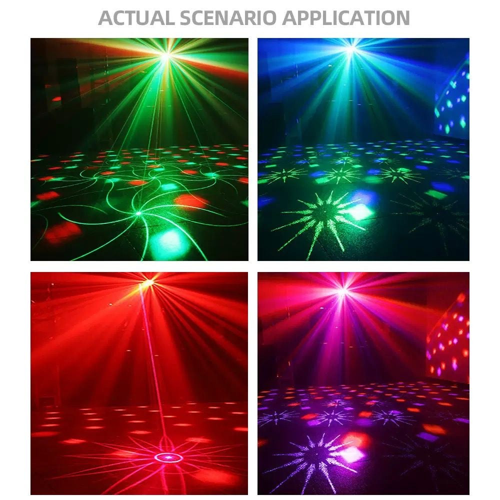 Square Magic Ball Laser Light Self-Propelled Voice Control Strobe Remote DC Power