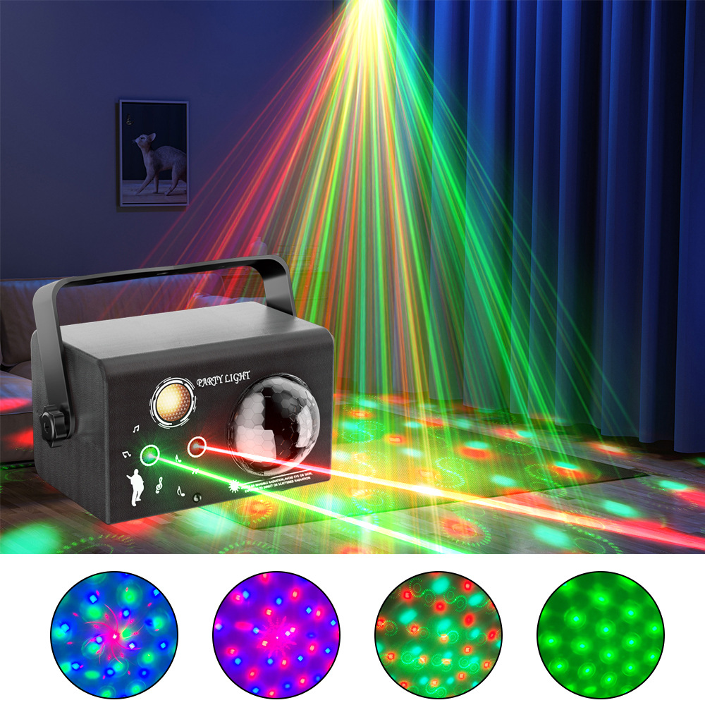 Square Magic Ball Laser Light Self-Propelled Voice Control Strobe Remote DC Power