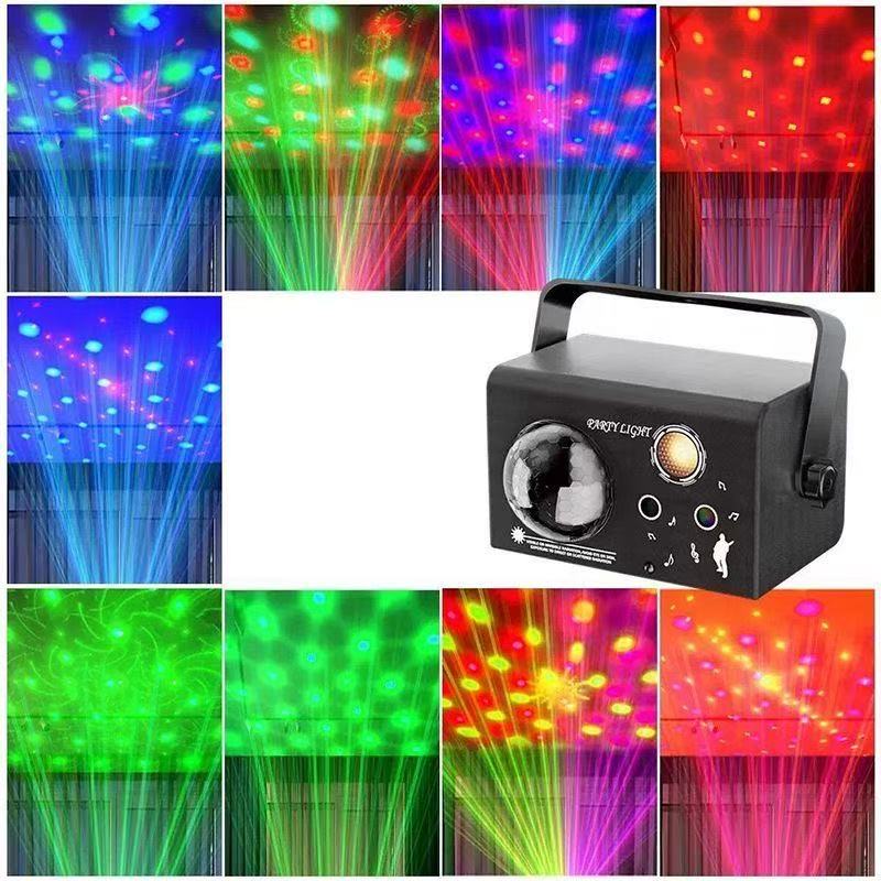Square Magic Ball Laser Light Self-Propelled Voice Control Strobe Remote DC Power