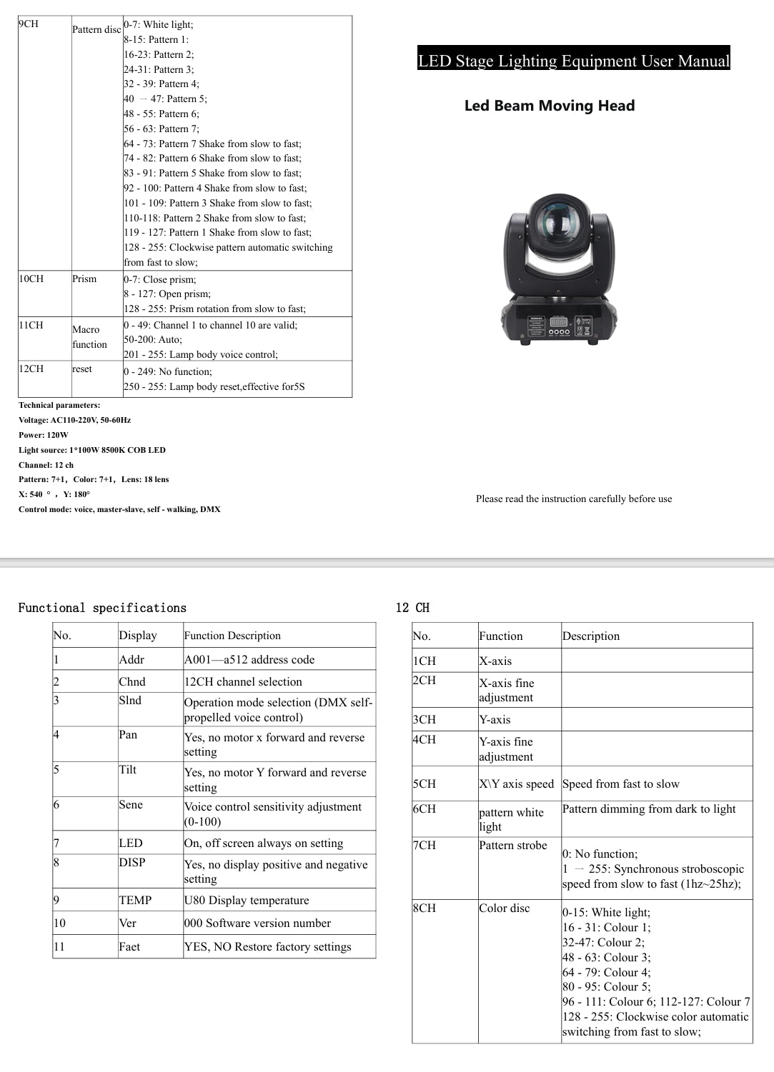 100W Beam Pattern Moving Head Light for Party, Bar, and Wedding Atmosphere Creation description 4
