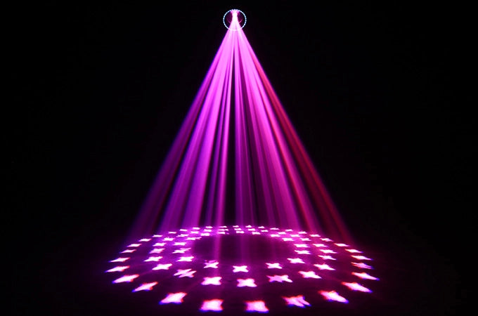 مصباح كشاف متحرك برأس LED بقوة 380 واط | إمالة 270 درجة/دوران 540 درجة، 17 قالبًا، 16 قناة DMX512 – مسرح احترافي