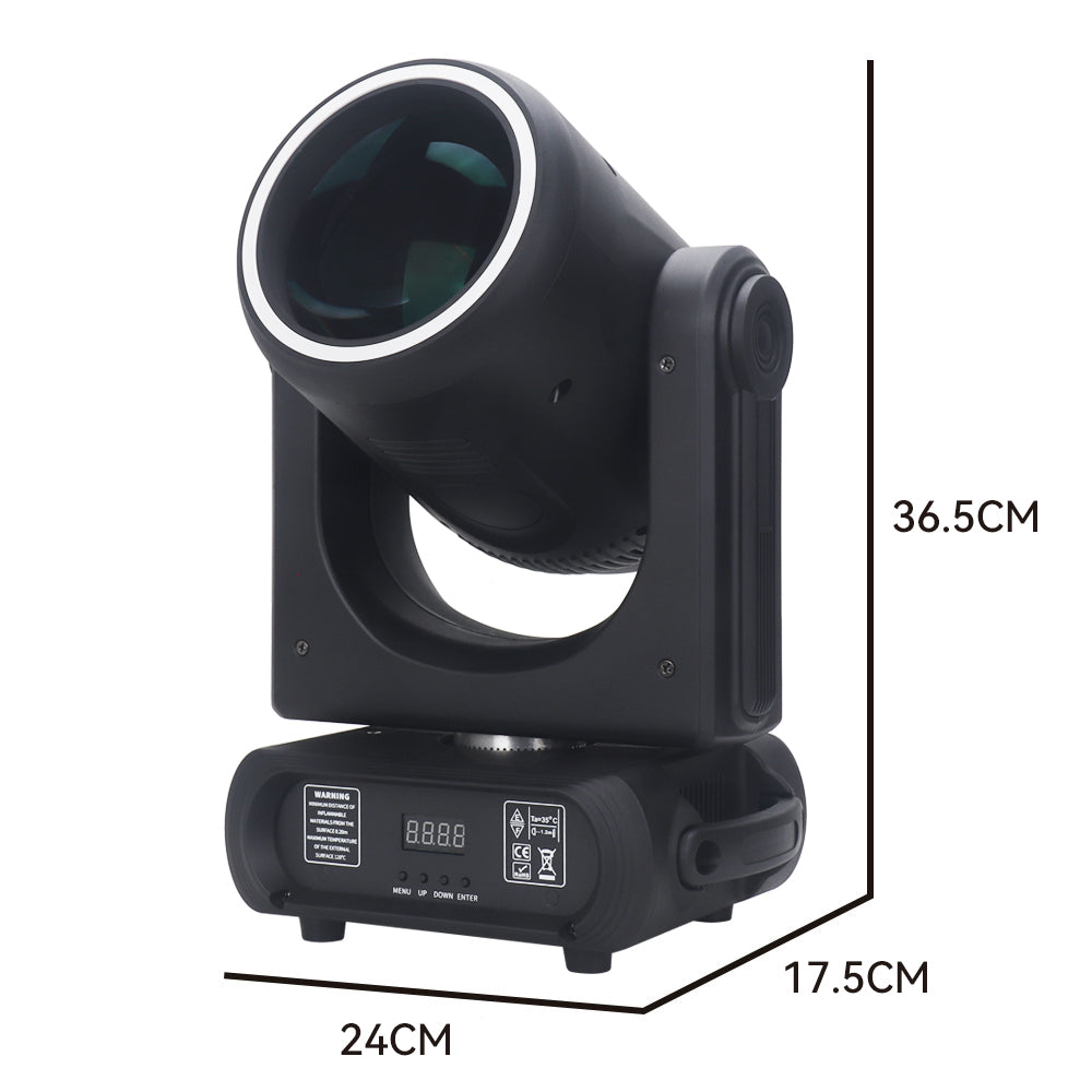 رأس متحرك ضوئي 150 واط LED قابل للتركيز | منشور 24، شعاع 3 درجات، 12 قالب، DMX512 – للمسرح والنوادي