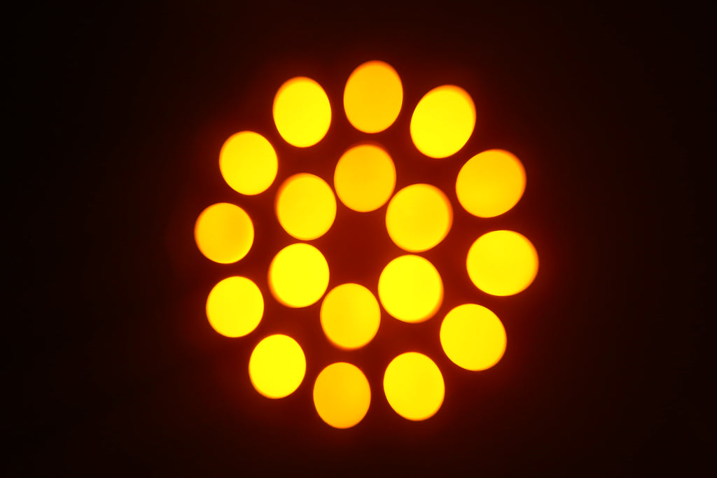 رأس متحرك ضوئي LED بقوة 120 واط | مقاومة للهب V0، 18 منشوراً، 7 أنماط، DMX512 – مسرح