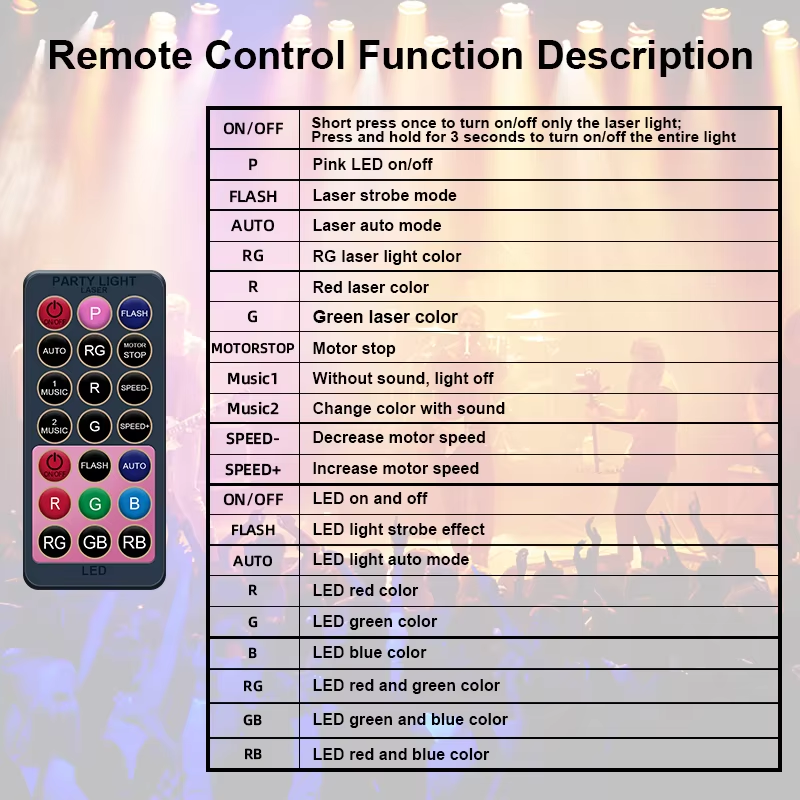 Square Magic Ball Laser Light Self-Propelled Voice Control Strobe Remote DC Power
