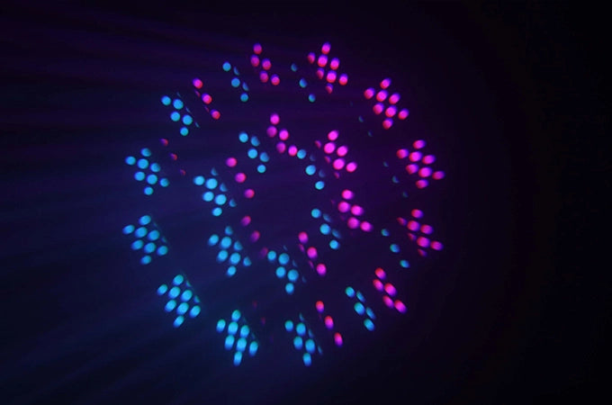 مصباح رأس متحرك LED بقوة 150 واط | 18 منشور، زاوية شعاع 3 درجات، DMX512، 11 جويوب – إضاءة مسرح وفعاليات