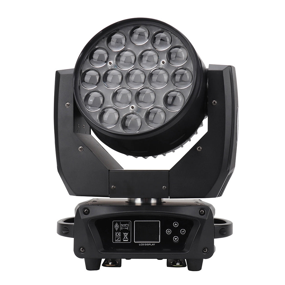 Professional 19x15W Zoom Wash Moving Head LED Light - RGBW 4-in-1 DJ Disco Lamp