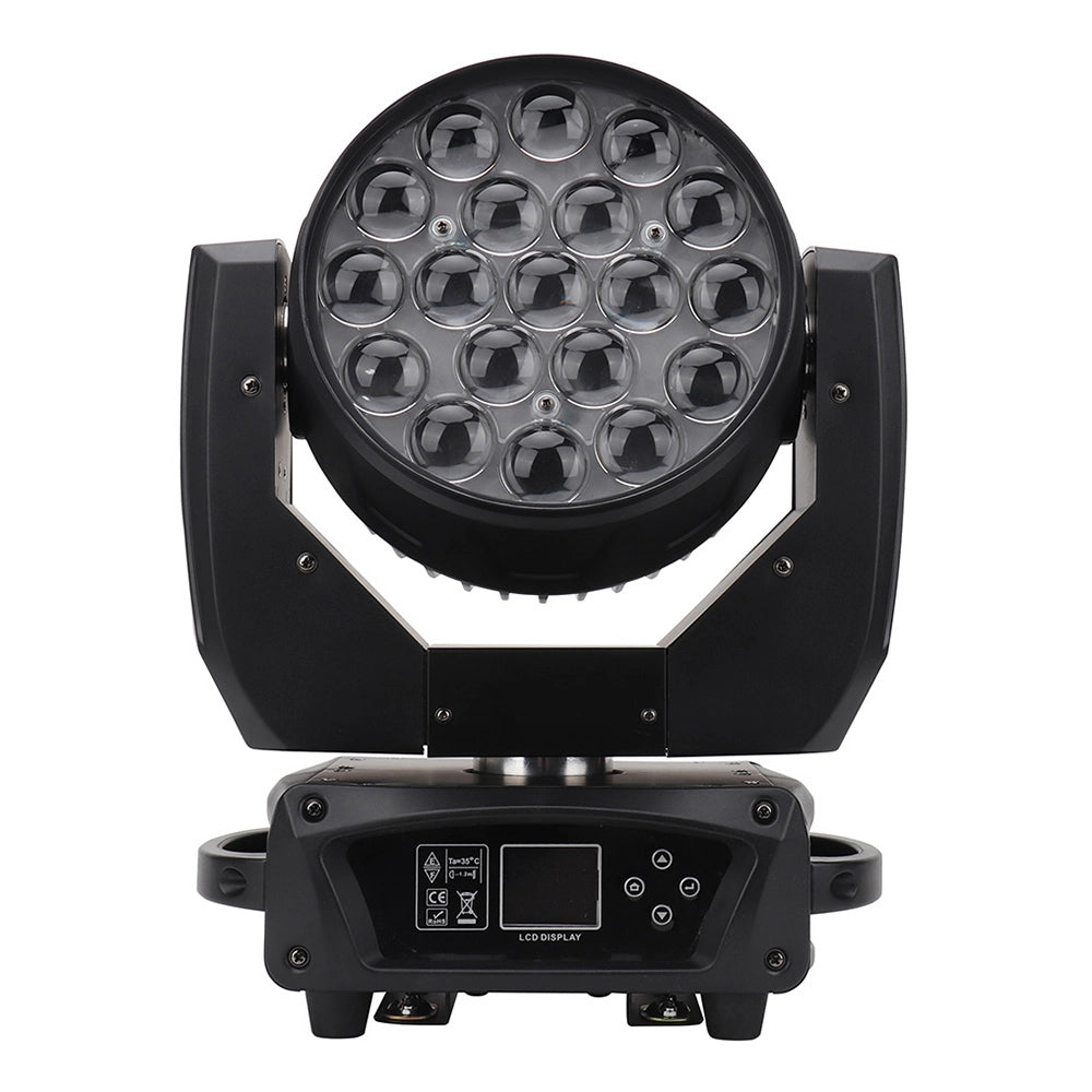 19×15W RGBW Zoom Wash Moving Head Light | 8°–58° Beam, 400W, 28CH DMX512 – Stage & DJ Lighting