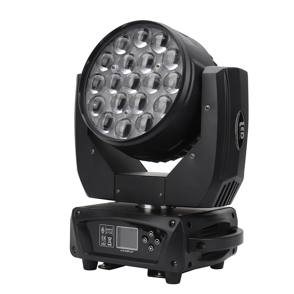 Professional 19x15W Zoom Wash Moving Head LED Light - RGBW 4-in-1 DJ Disco Lamp
