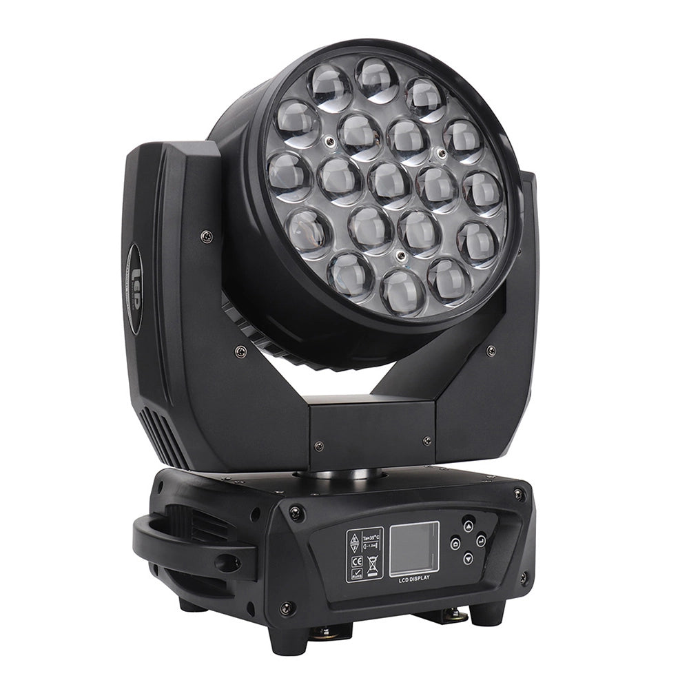 Professional 19x15W Zoom Wash Moving Head LED Light - RGBW 4-in-1 DJ Disco Lamp