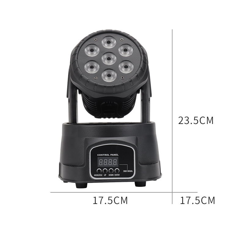 ضوء أمامي متحرك بـ 7 عيون RGBW | 80 واط، 4 في 1 LED، DMX512 – إضاءة المسرح والحانات